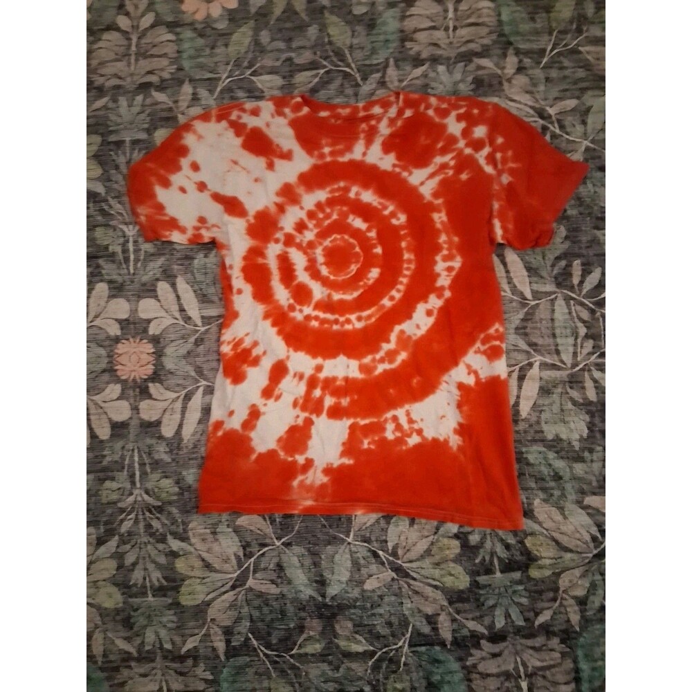 Comfort Colors Red White Tie-Dye Crew Neck Men's T-Shirt S Cotton Jersey